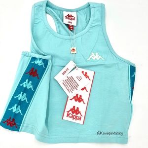 Nwt Kappa Logo Banda Teal Blue Mint Red Slim Fit Streetwear Sporty Crop Tank Top
